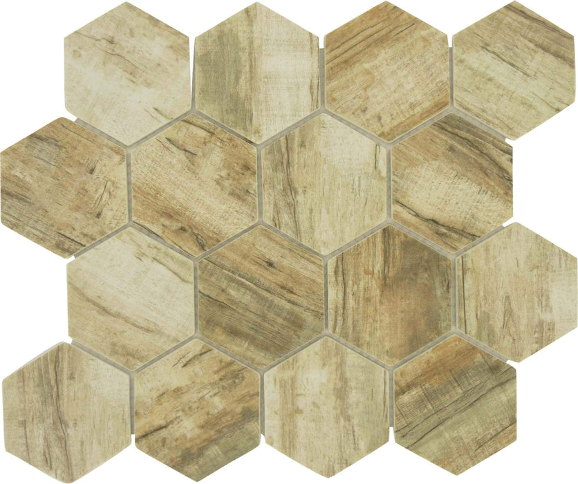 Cinnamon Brown Hexagon Matte Glass Pool Tile Royal Tile & Stone