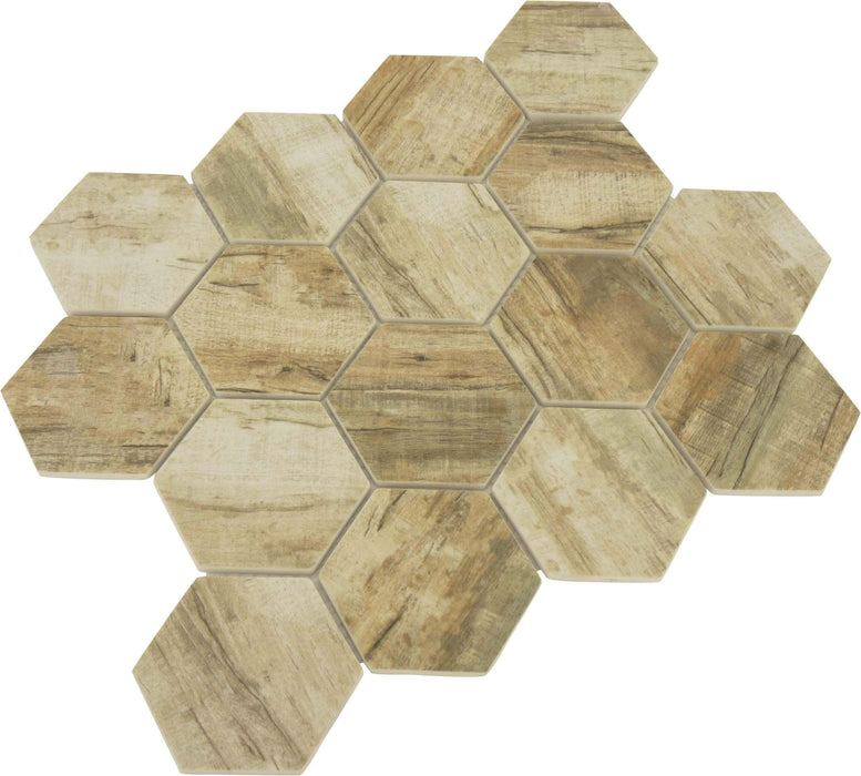 Cinnamon Brown Hexagon Matte Glass Pool Tile Royal Tile & Stone