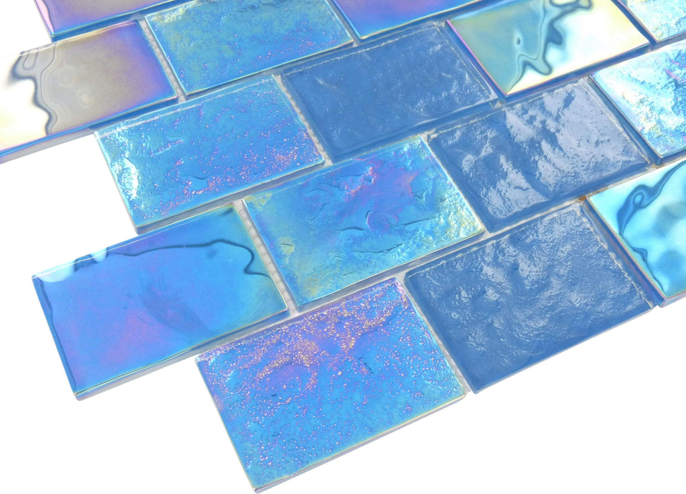 Bimini Blue 2" x 3" Glossy & Iridescent Glass Pool Tile Royal Tile & Stone