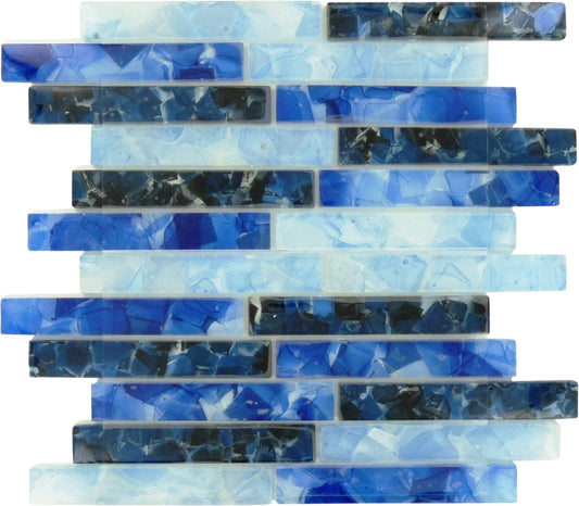 Dark Blue Flake Uniform Brick Glass Pool Tile Royal Tile & Stone