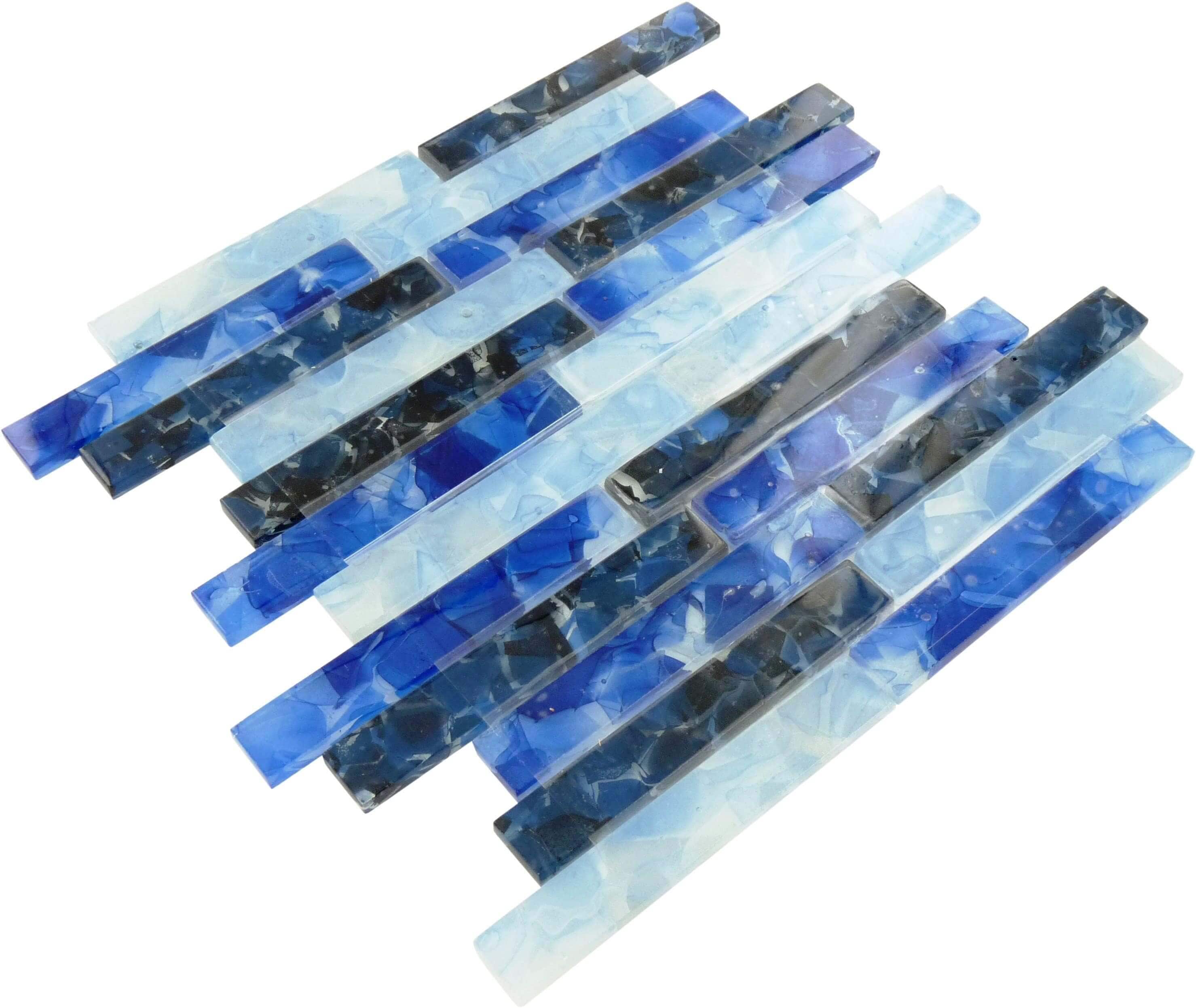 Dark Blue Flake Uniform Brick Glass Pool Tile Royal Tile & Stone