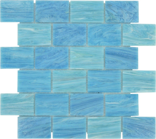 Caspian Blue 2" x 3" Glossy Glass Subway Pool Tile Royal Tile & Stone