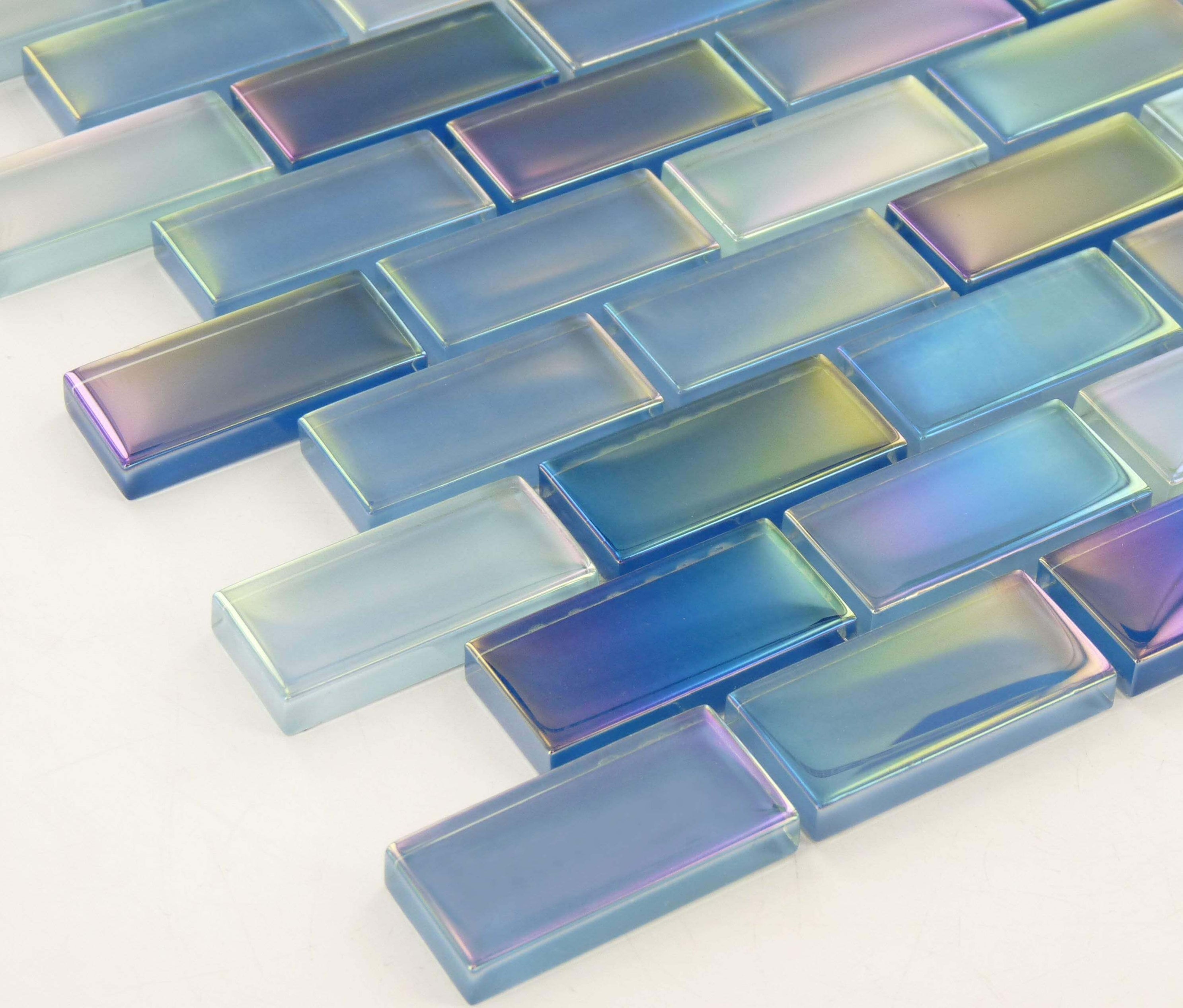 Iridescent Glass Tiles Ocean Blue Glossy Tile Oasis Tile 8069