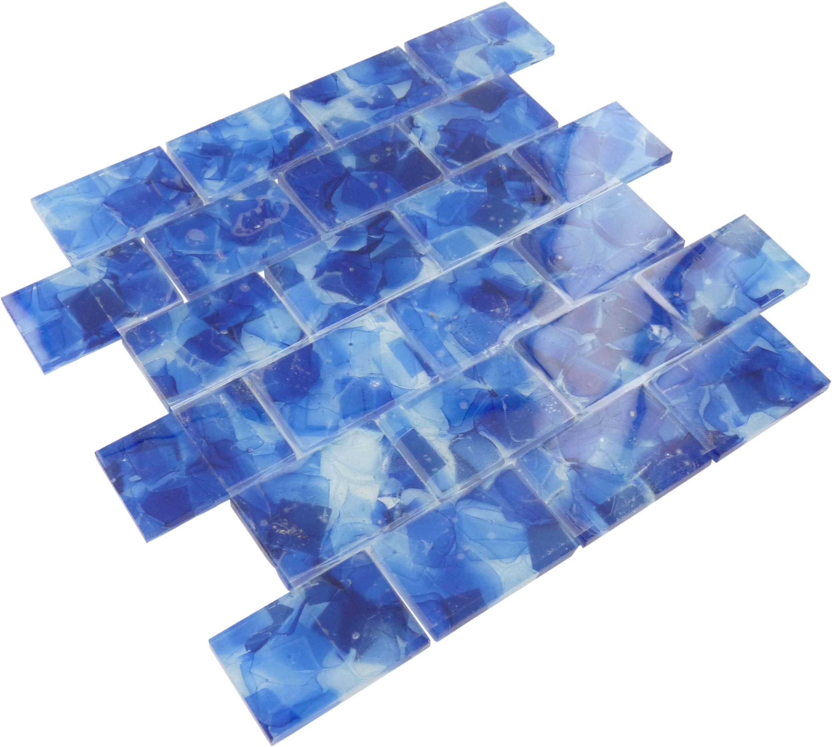 Iris Blue 2" x 3" Glossy Glass Subway Pool Tile Royal Tile & Stone