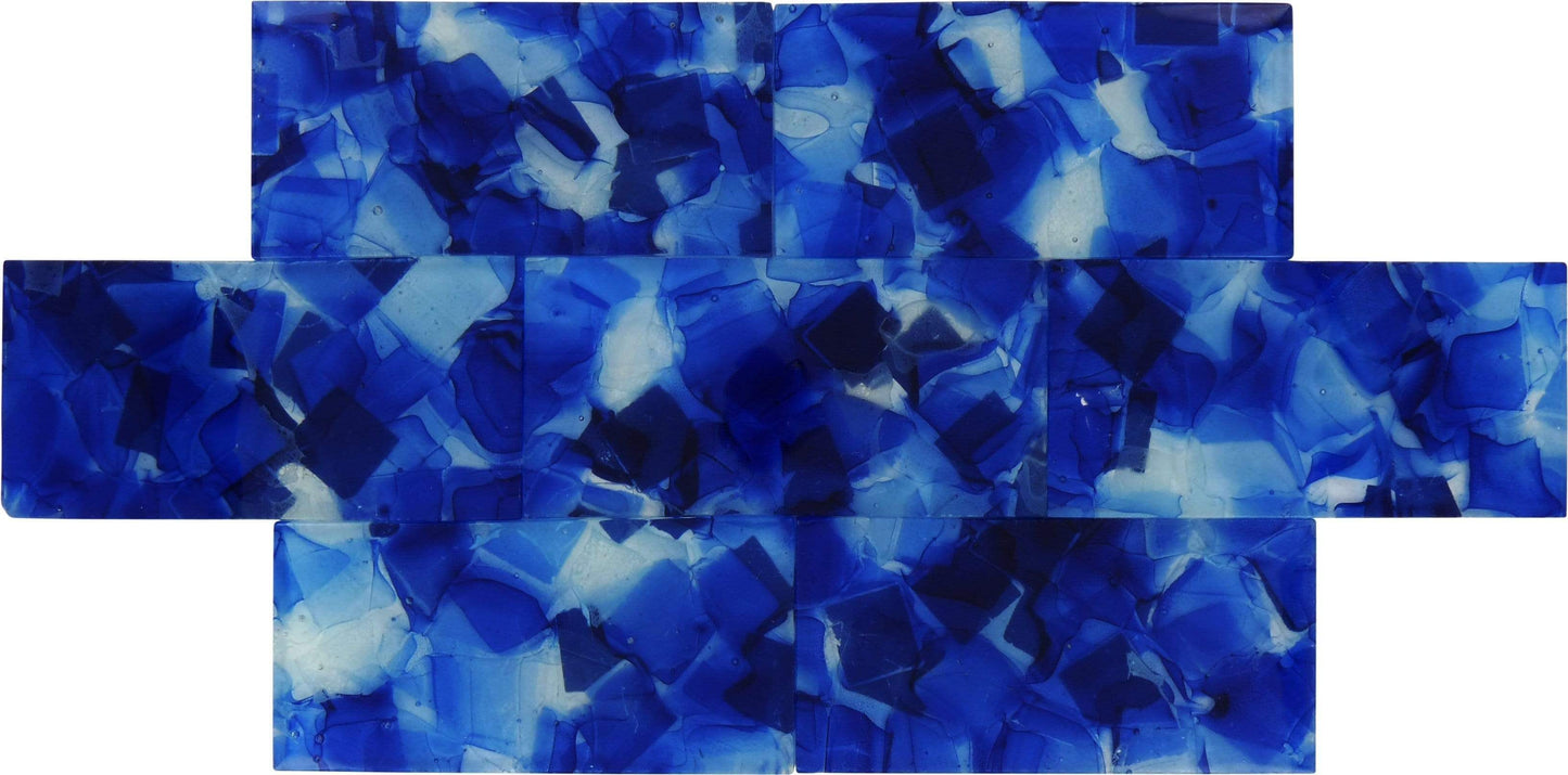 Iris Blue 3" x 6" Glossy Glass Subway Pool Tile Royal Tile & Stone