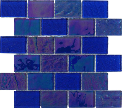 Naval Blue 2" x 3" Glossy & Iridescent Glass Subway Pool Tile Royal Tile & Stone