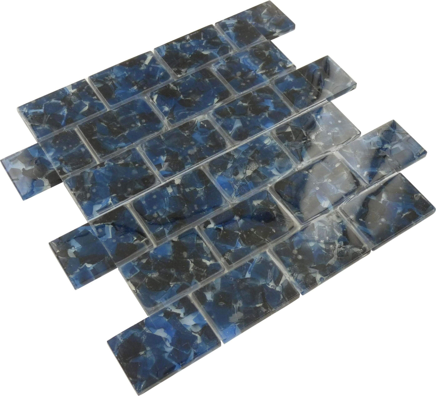 Oxford Blue 2" x 3" Glossy Glass Subway Pool Tile Royal Tile & Stone