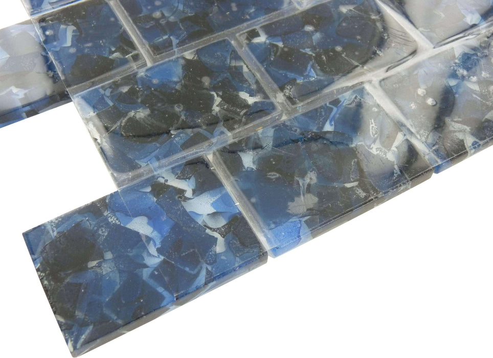 Oxford Blue 2" x 3" Glossy Glass Subway Pool Tile Royal Tile & Stone