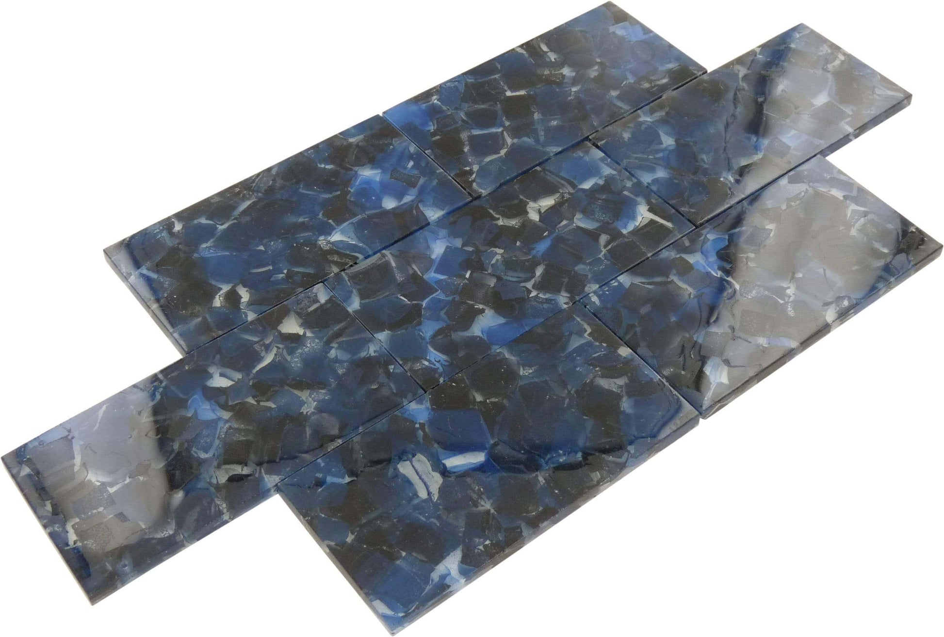 Oxford Blue 3" x 6" Glossy Glass Subway Pool Tile Royal Tile & Stone