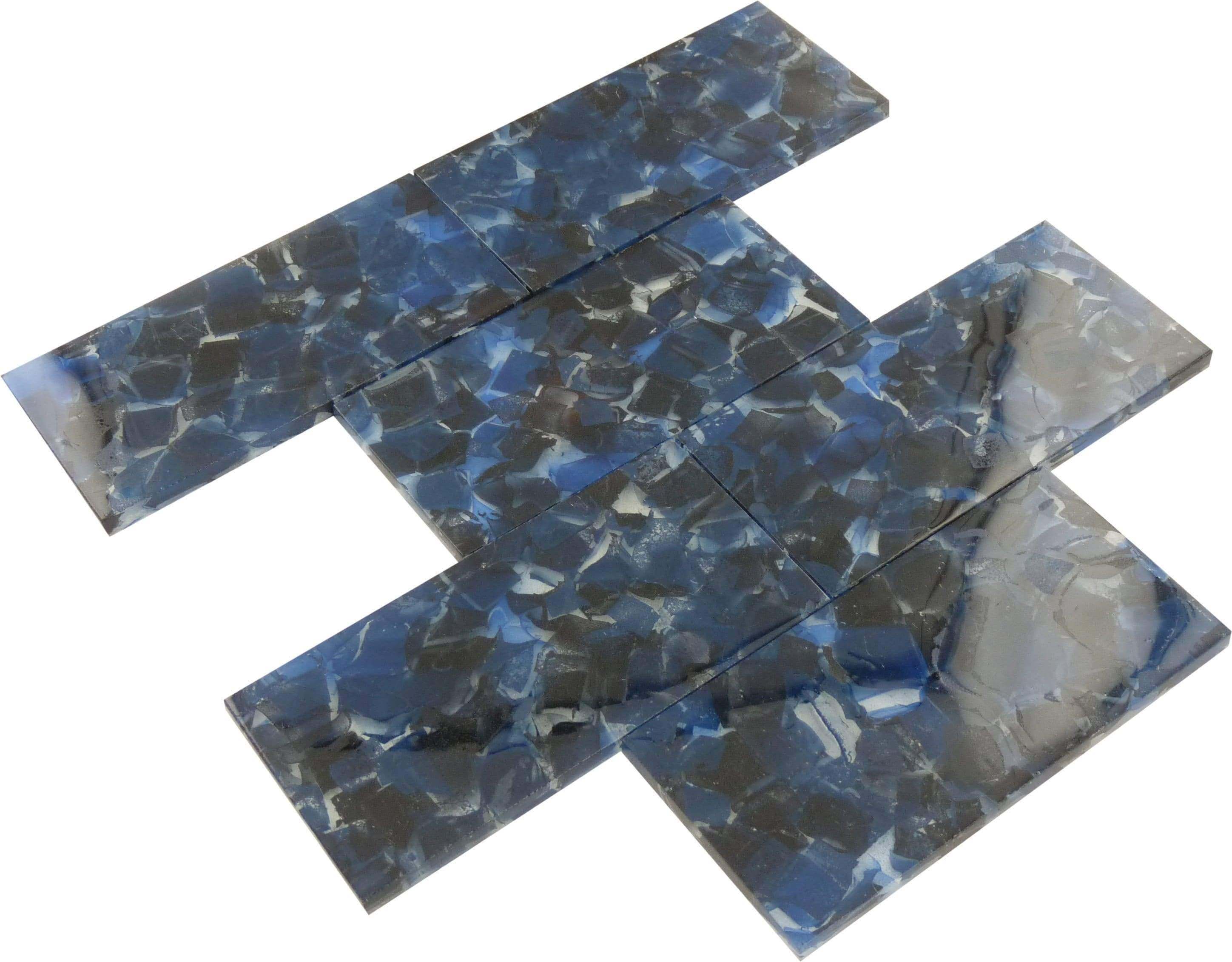 Oxford Blue 3" x 6" Glossy Glass Subway Pool Tile Royal Tile & Stone