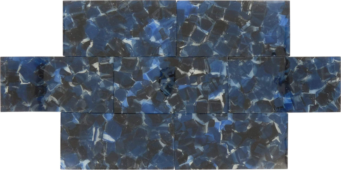 Oxford Blue 3" x 6" Glossy Glass Subway Pool Tile Royal Tile & Stone