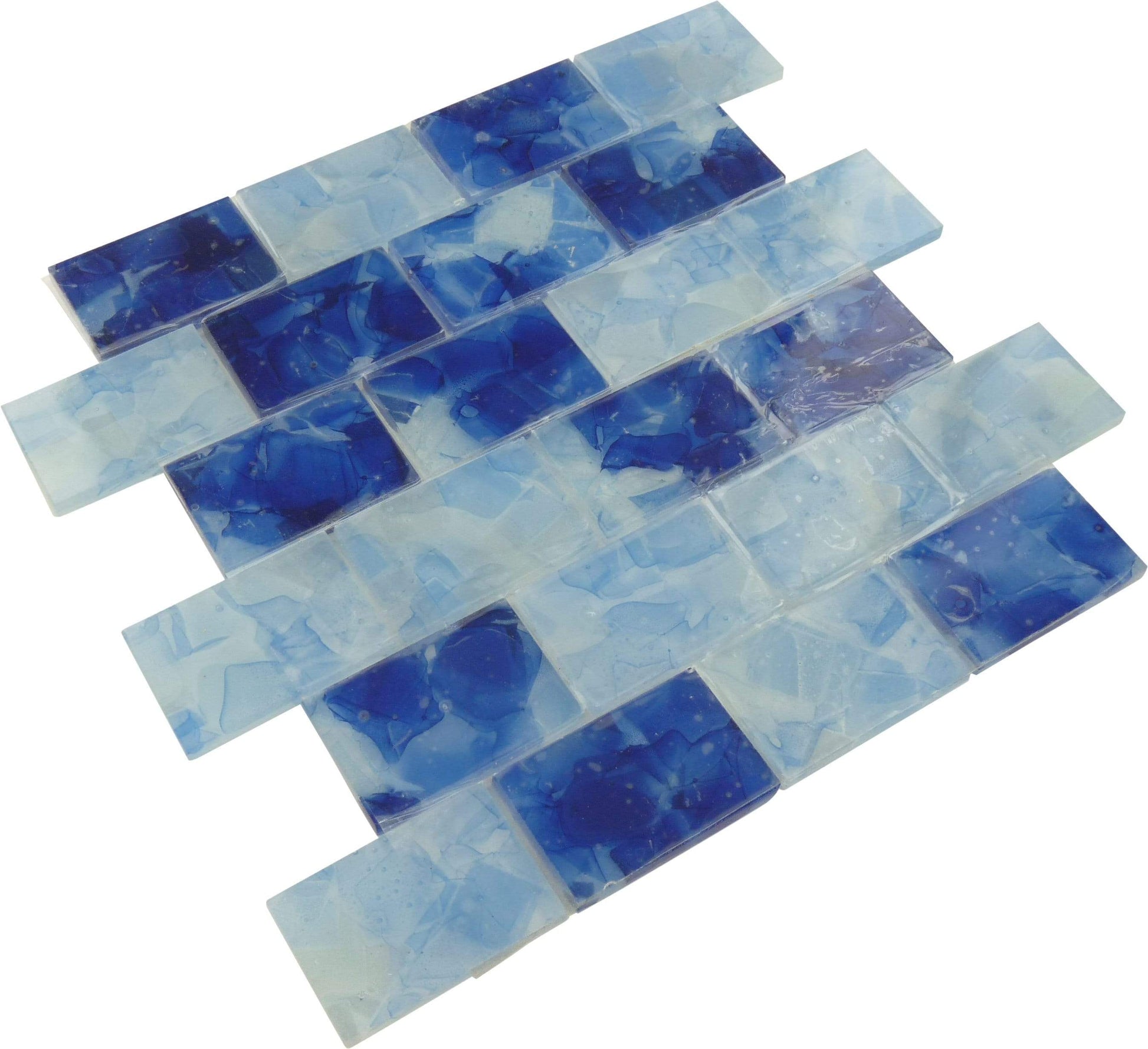 Pool Bend Blue 2" x 3" Glossy Glass Subway Pool Tile Royal Tile & Stone