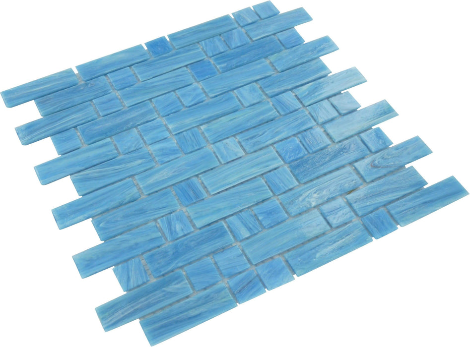 Ionian Random Brick Glossy Glass Pool Tile Royal Tile & Stone
