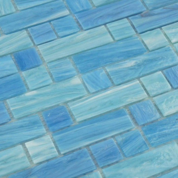 Caspian Random Brick Glossy Glass Pool Tile Royal Tile & Stone