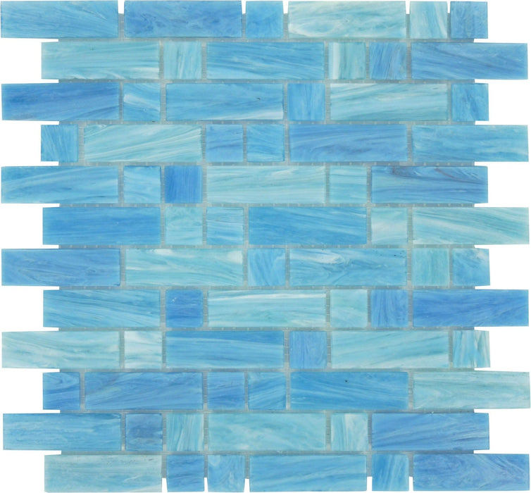 Caspian Random Brick Glossy Glass Pool Tile Royal Tile & Stone