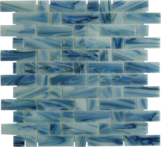 Scotia Blue Random Brick Glossy Glass Pool Tile Royal Tile & Stone