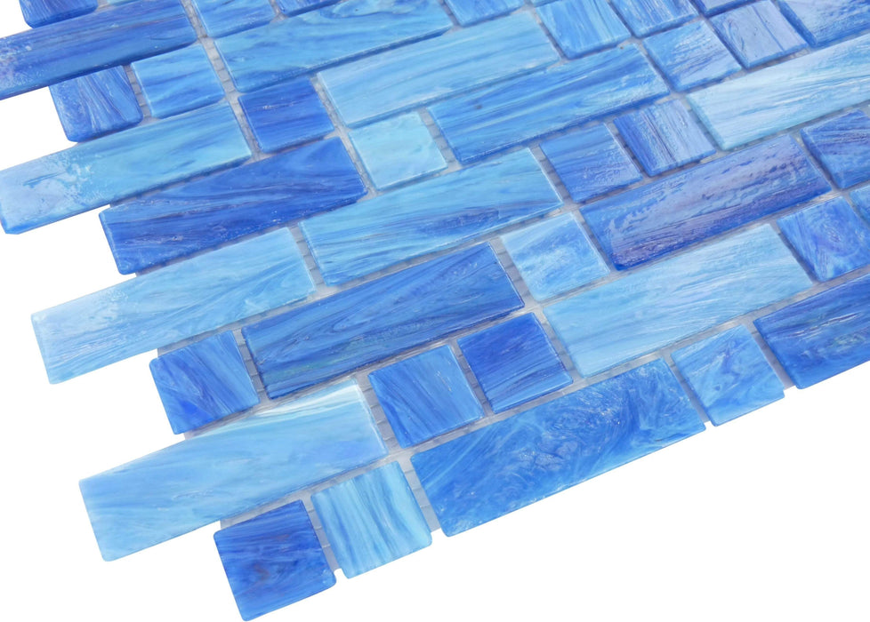Aegean Random Brick Glossy Glass Pool Tile Royal Tile & Stone
