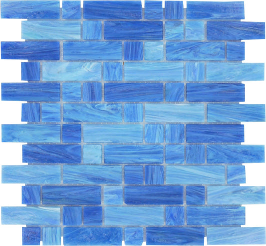 Aegean Random Brick Glossy Glass Pool Tile Royal Tile & Stone