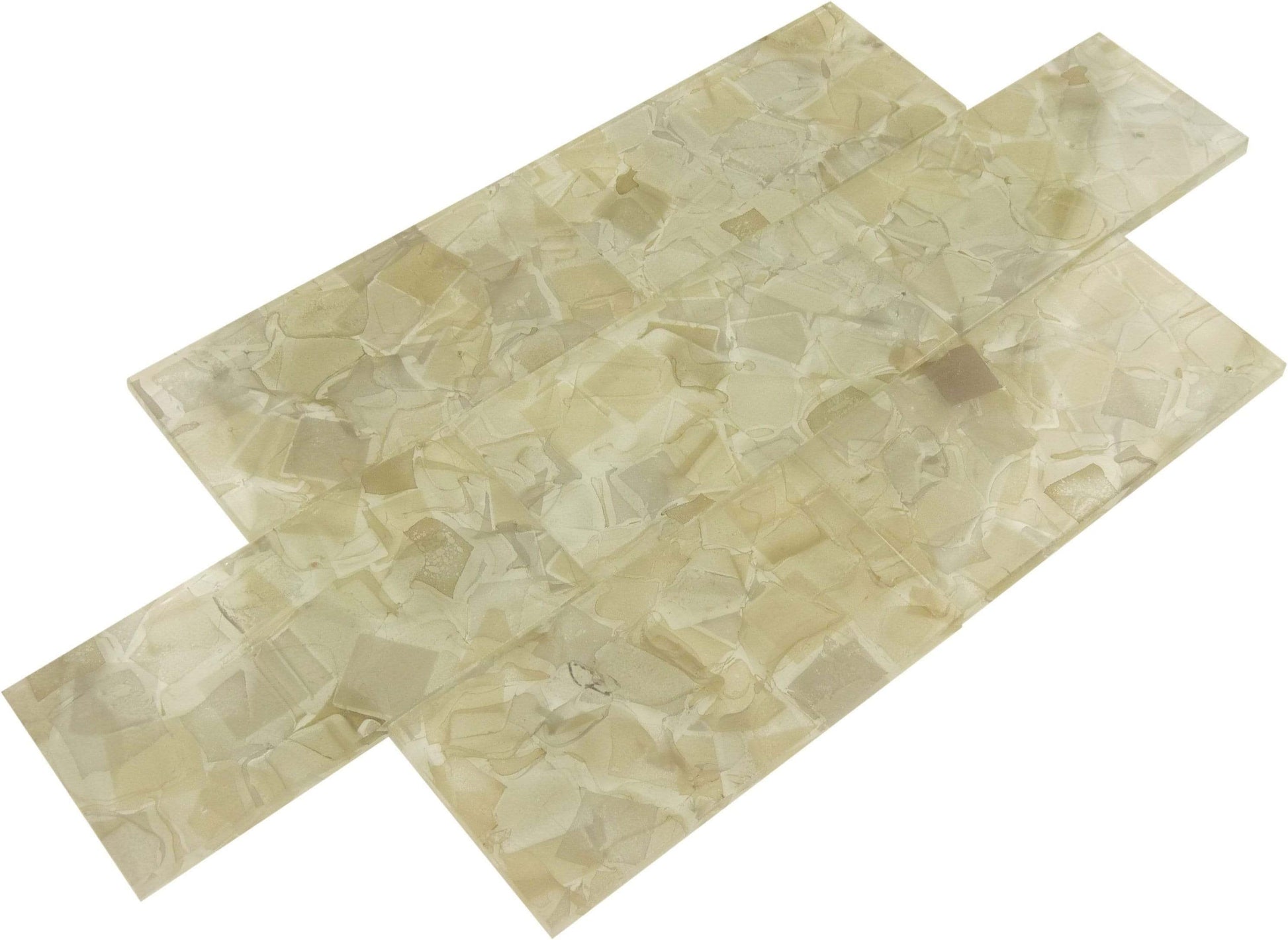 Anemone Beige 3" x 6" Glossy Glass Subway Pool Tile Royal Tile & Stone