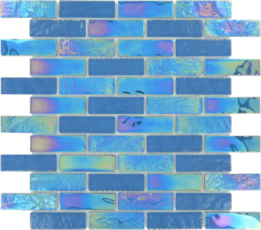 Bimini Blue 1" x 3" Glossy & Iridescent Glass Pool Tile Royal Tile & Stone
