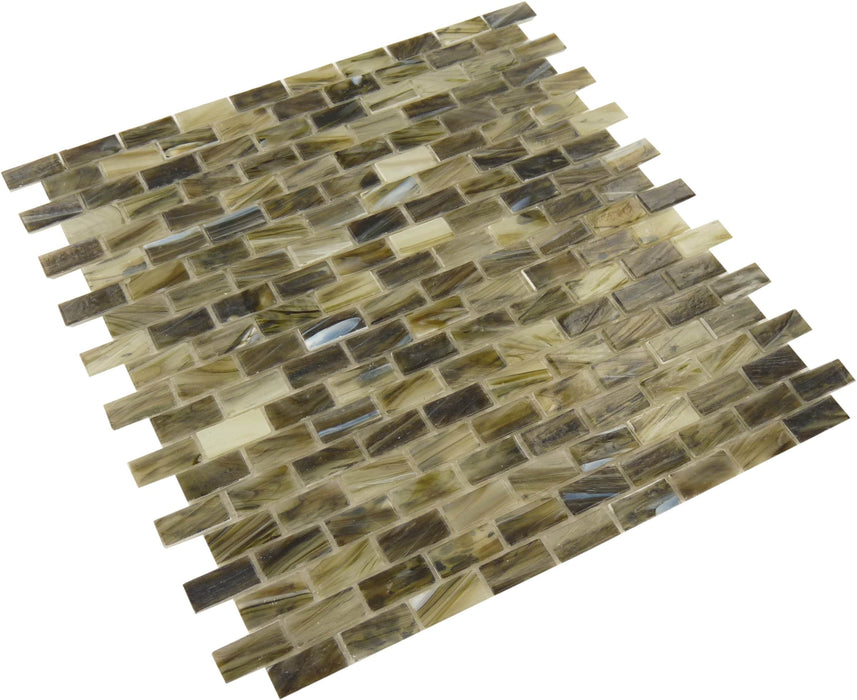 Carbon Brown 1/2" x 1" Glossy Glass Pool Tile Royal Tile & Stone