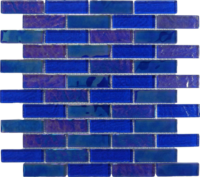 Naval Blue 1" x 3" Glossy & Iridescent Glass Pool Tile Royal Tile & Stone