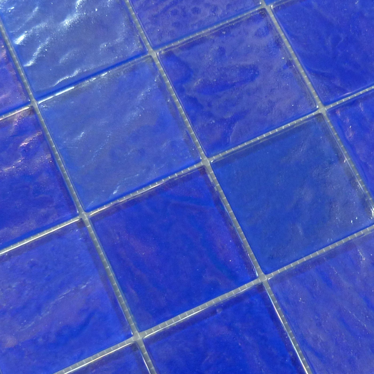 Piazza Cobalt Textured 3x3 Iridescent Glass Tile Royal Tile & Stone