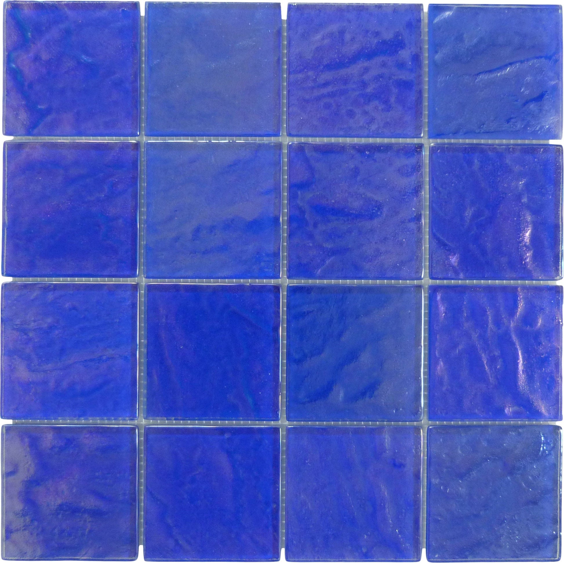 Piazza Cobalt Textured 3x3 Iridescent Glass Tile Royal Tile & Stone