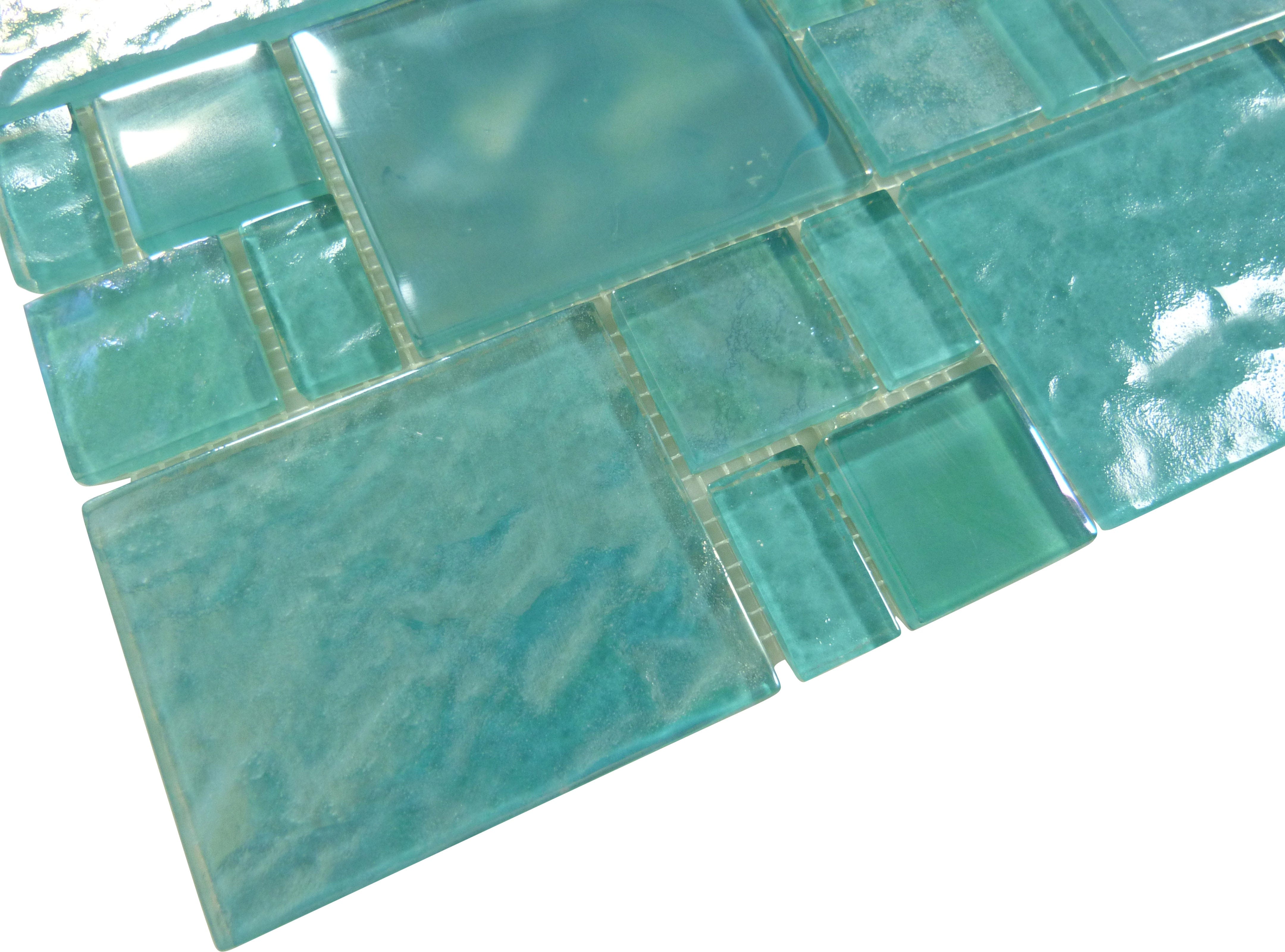 Piazza Green Random Glossy & Iridescent Glass Tile Royal Tile & Stone