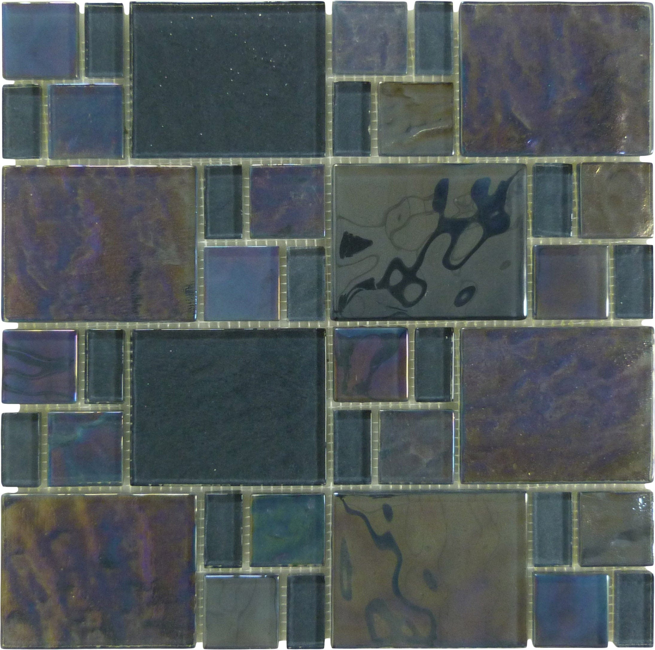 Piazza Grey Random Glossy & Iridescent Glass Tile Royal Tile & Stone