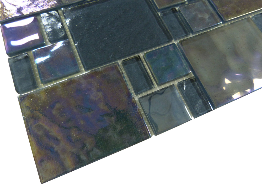 Piazza Grey Random Glossy & Iridescent Glass Tile Royal Tile & Stone