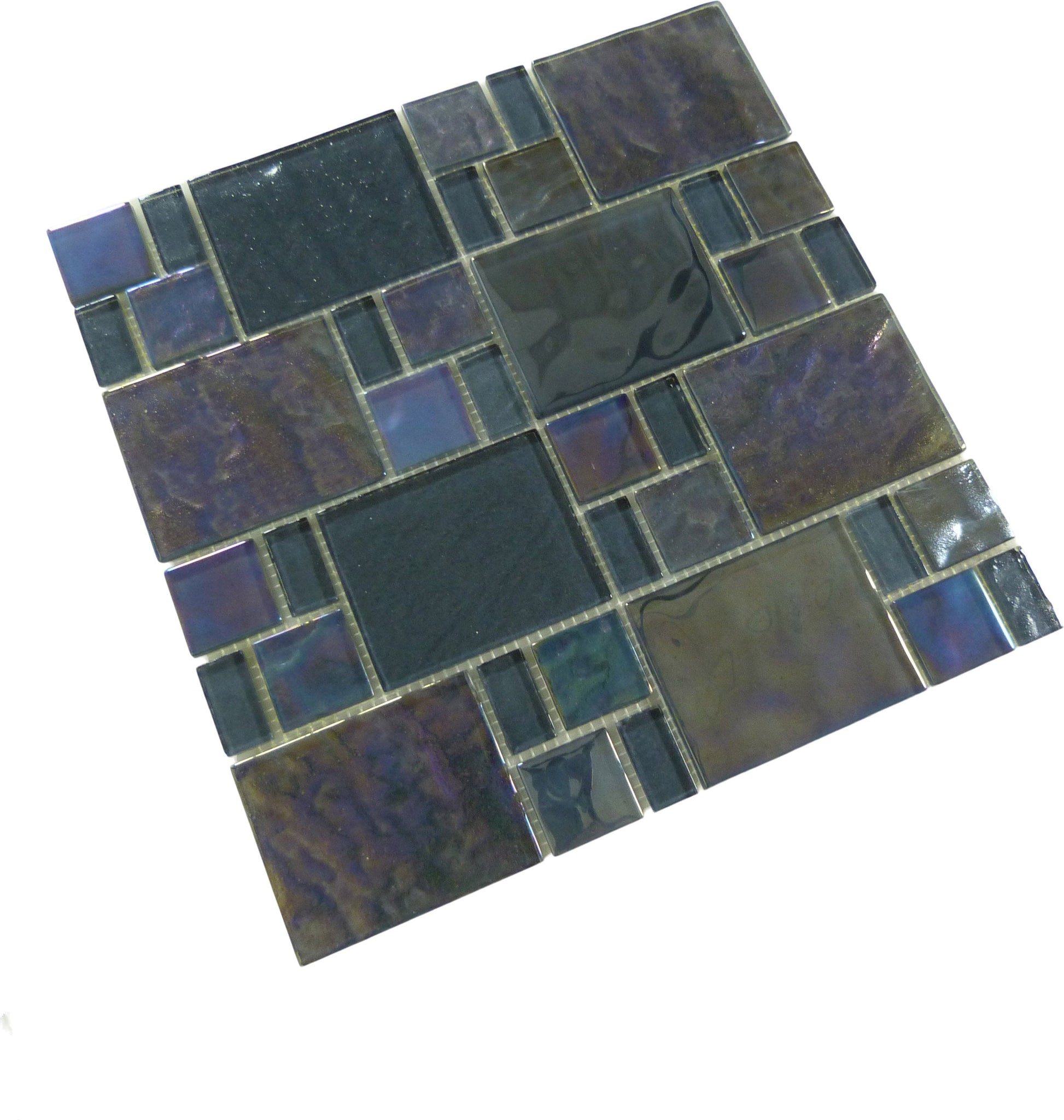 Piazza Grey Random Glossy & Iridescent Glass Tile Royal Tile & Stone