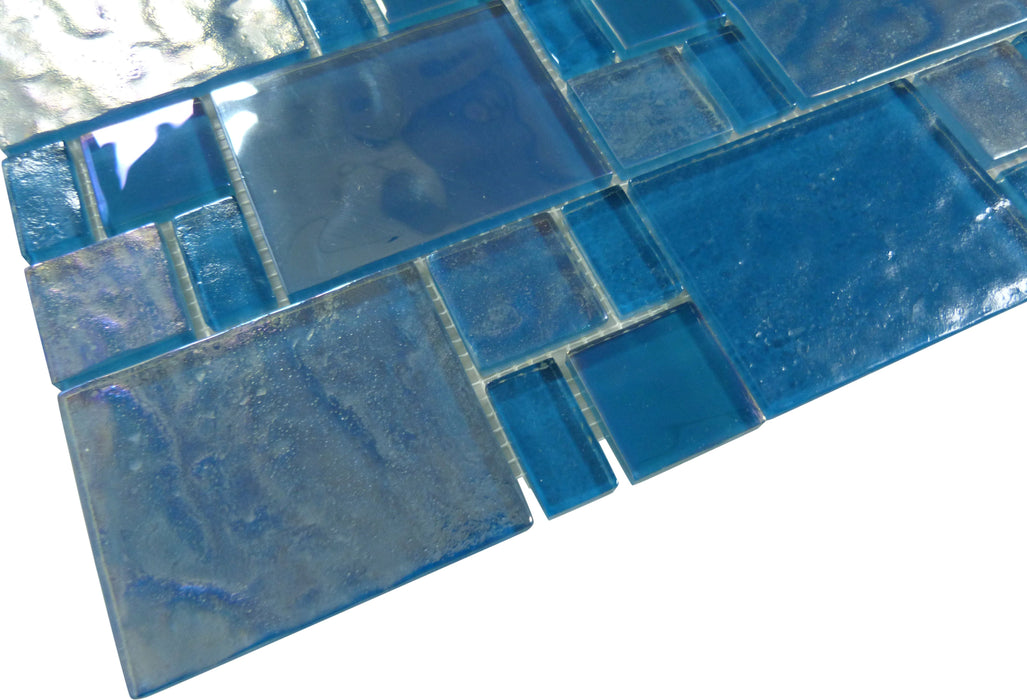 Piazza Turquoise Random Glossy & Iridescent Glass Tile Royal Tile & Stone