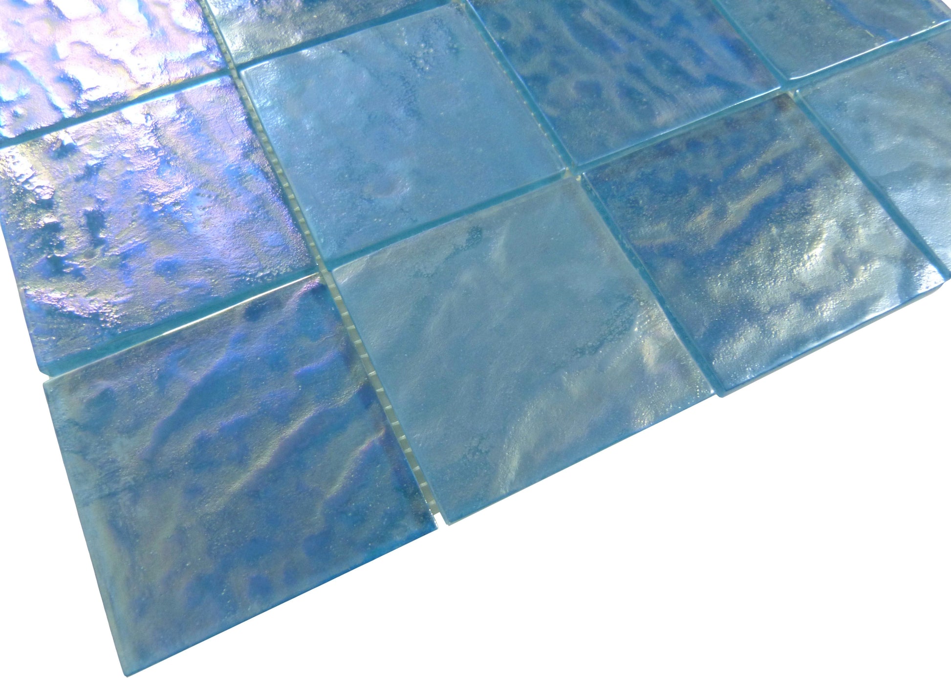 Piazza Turquoise Textured 3x3 Iridescent Glass Tile Royal Tile & Stone