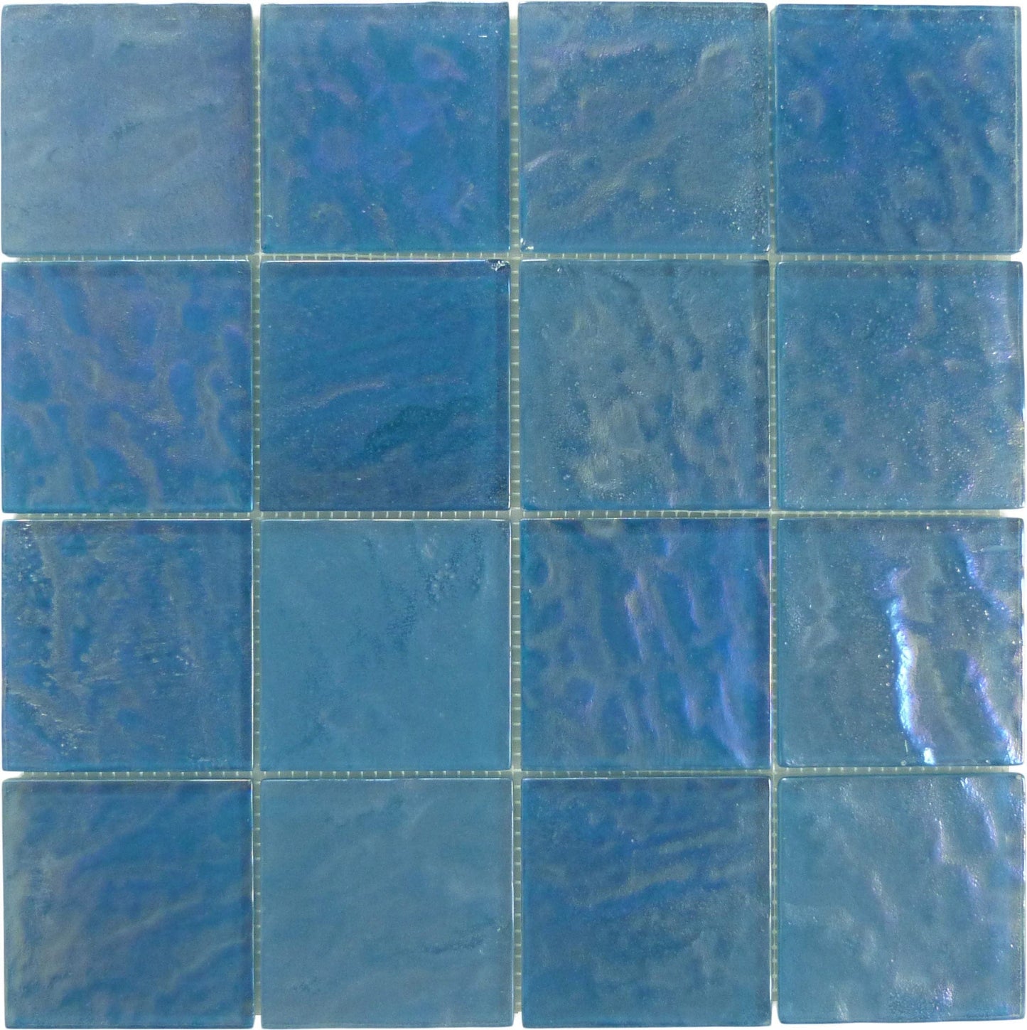 Piazza Turquoise Textured 3x3 Iridescent Glass Tile Royal Tile & Stone