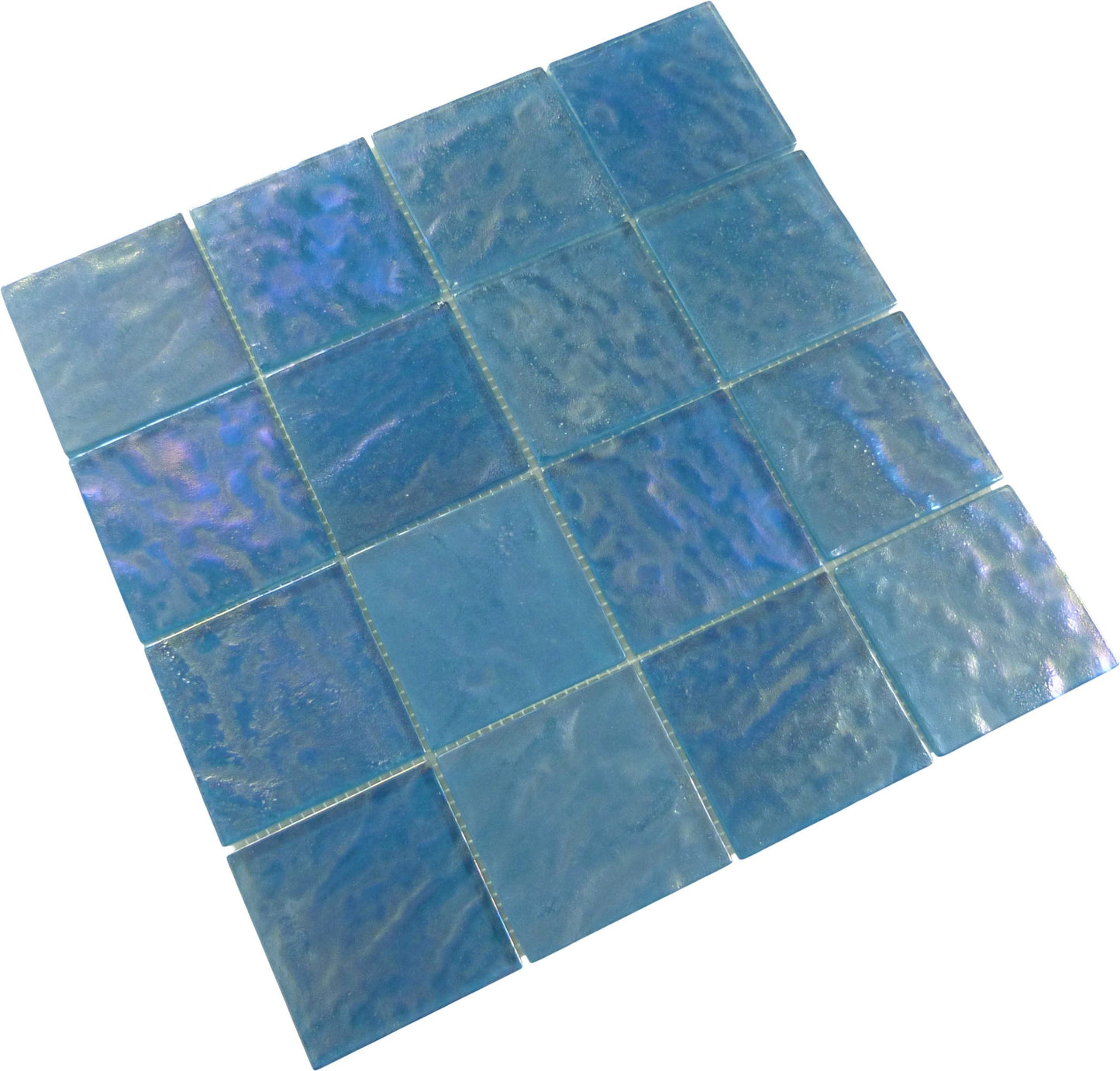 Piazza Turquoise Textured 3x3 Iridescent Glass Tile Royal Tile & Stone