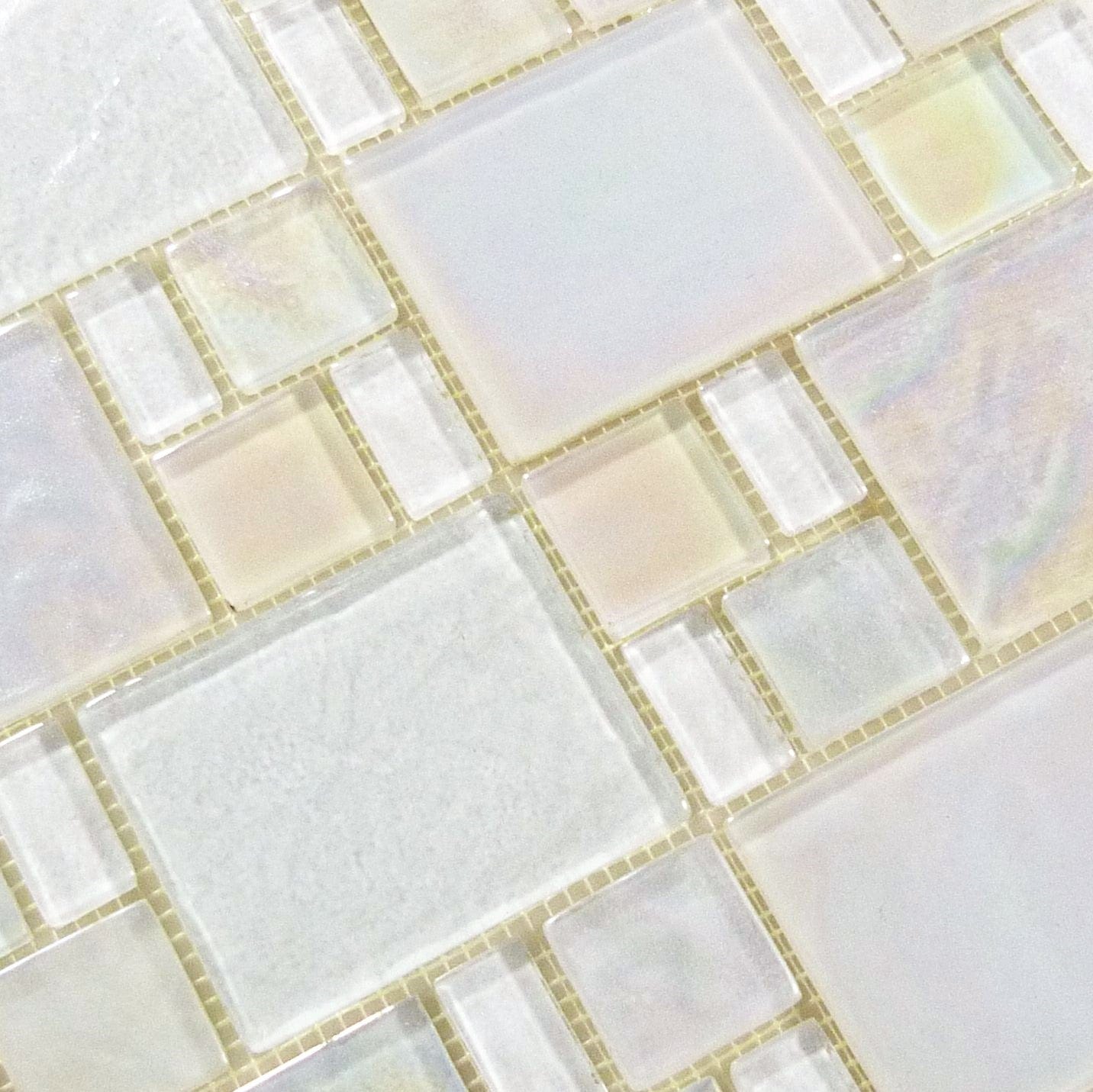 Piazza White Random Glossy & Iridescent Glass Tile Royal Tile & Stone