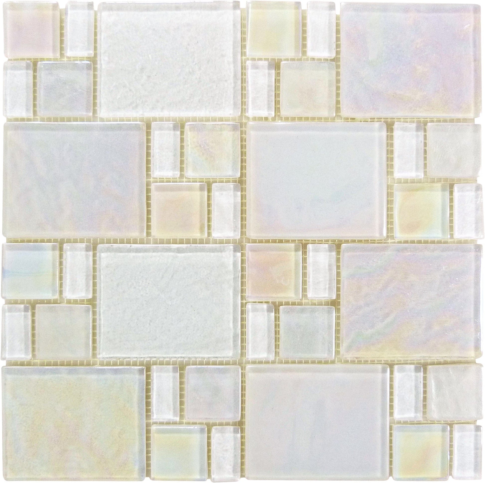 Piazza White Random Glossy & Iridescent Glass Tile Royal Tile & Stone