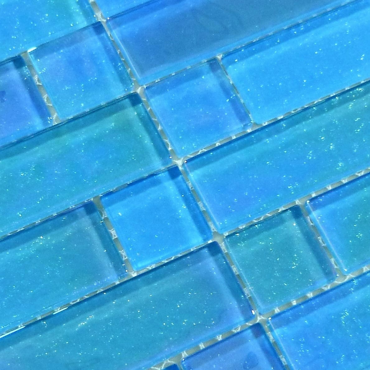 Stardust Aura Turquoise Multi linear Glossy & Iridescent Glass Tile Royal Tile & Stone