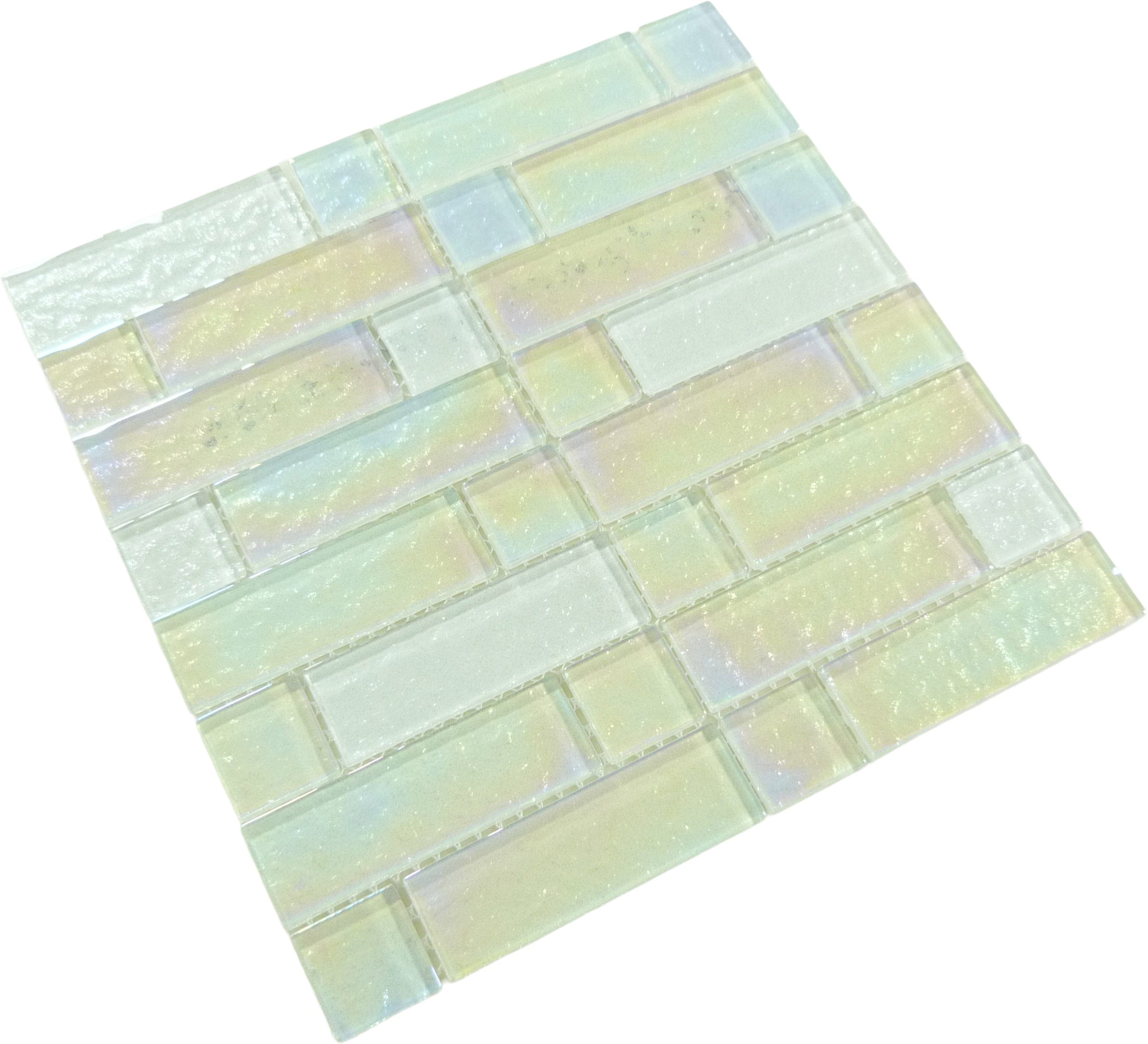 Stardust Milky Way White Multi linear Glossy & Iridescent Glass Tile Royal Tile & Stone