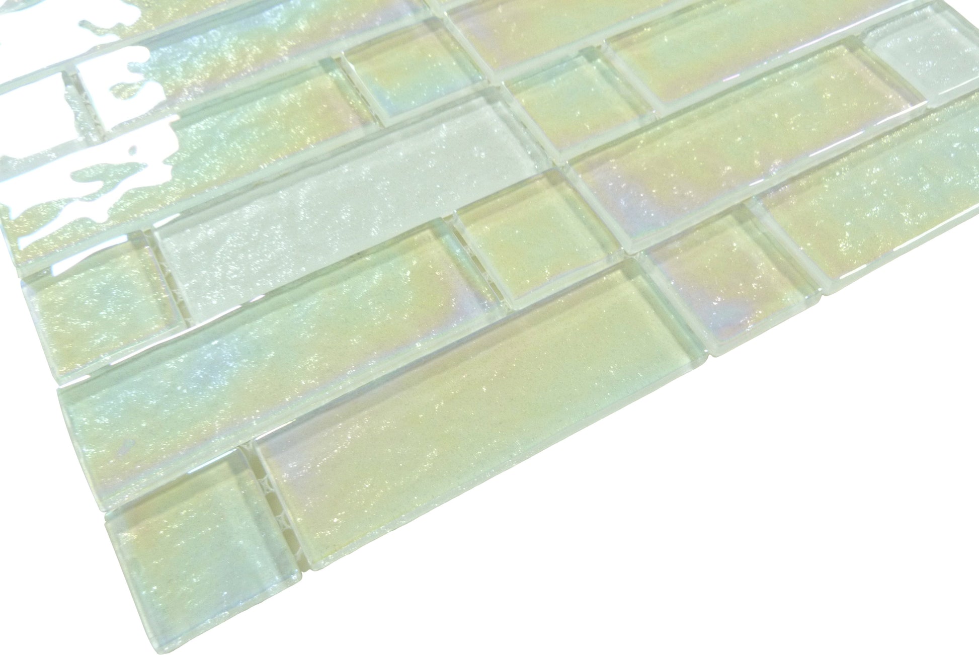 Stardust Milky Way White Multi linear Glossy & Iridescent Glass Tile Royal Tile & Stone