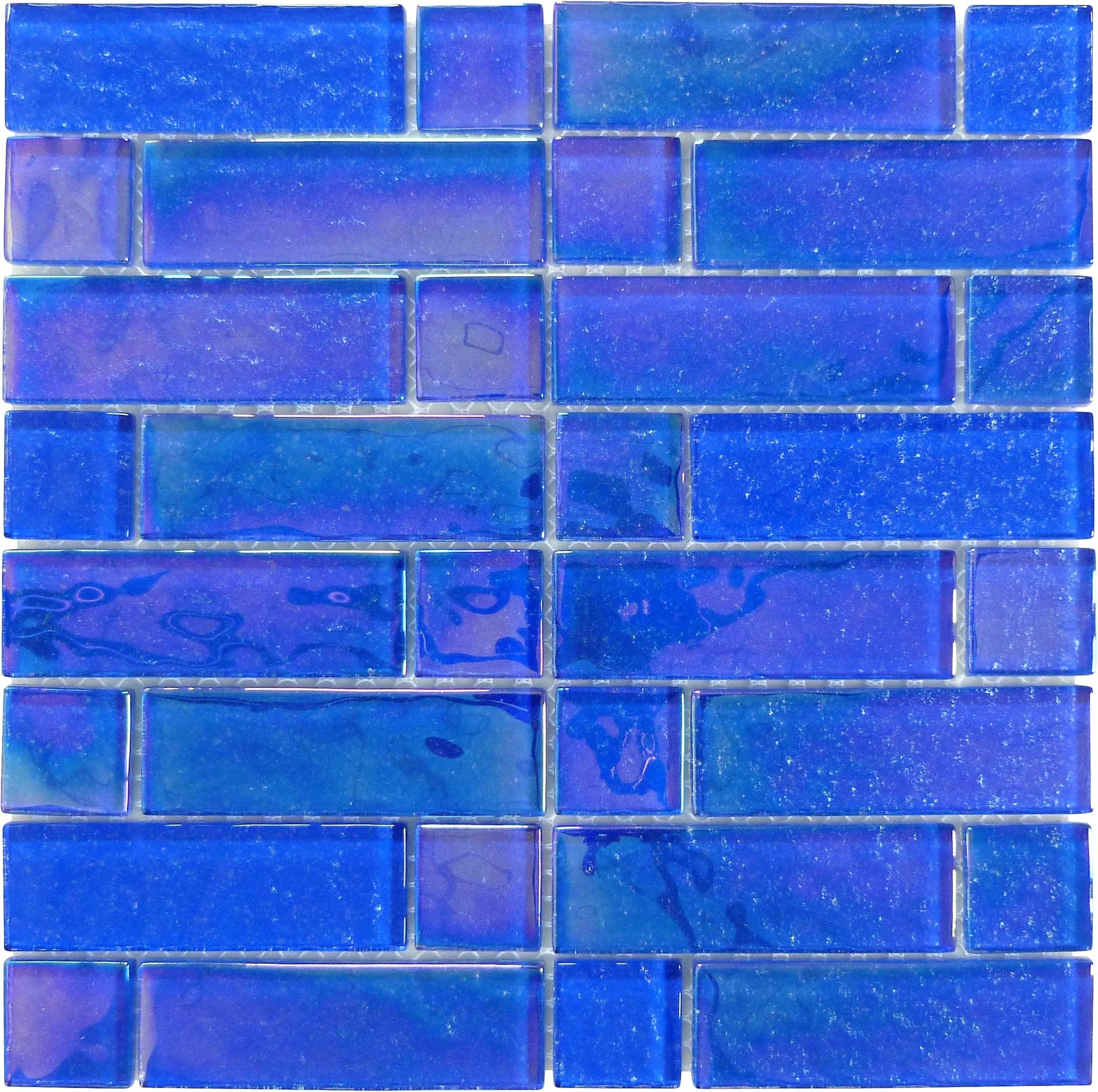 Stardust Tropic Blue Multi linear Glossy & Iridescent Glass Tile Royal Tile & Stone