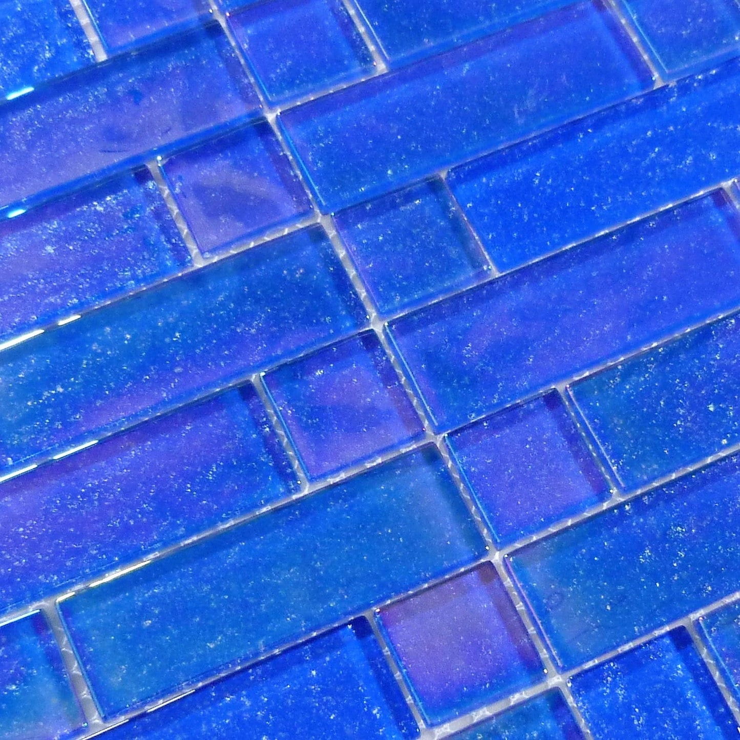 Stardust Tropic Blue Multi linear Glossy & Iridescent Glass Tile Royal Tile & Stone