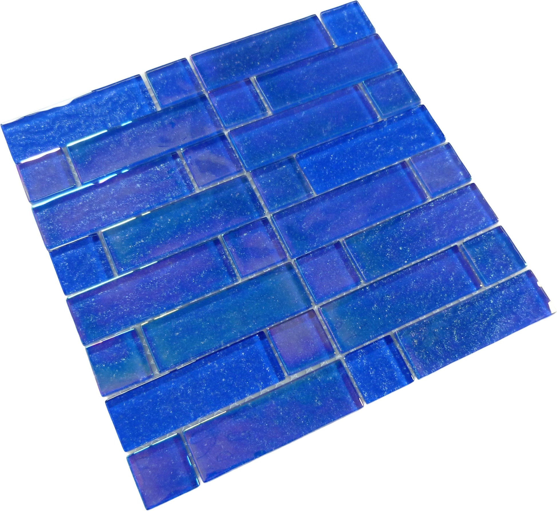 Stardust Tropic Blue Multi linear Glossy & Iridescent Glass Tile Royal Tile & Stone