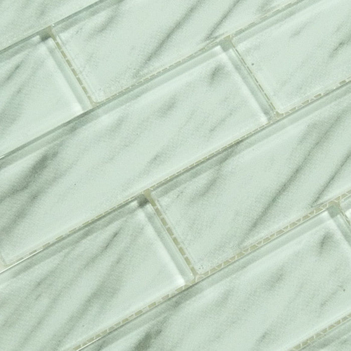 Subway Light Calacata White 2x6 Glossy Glass Tile Royal Tile & Stone