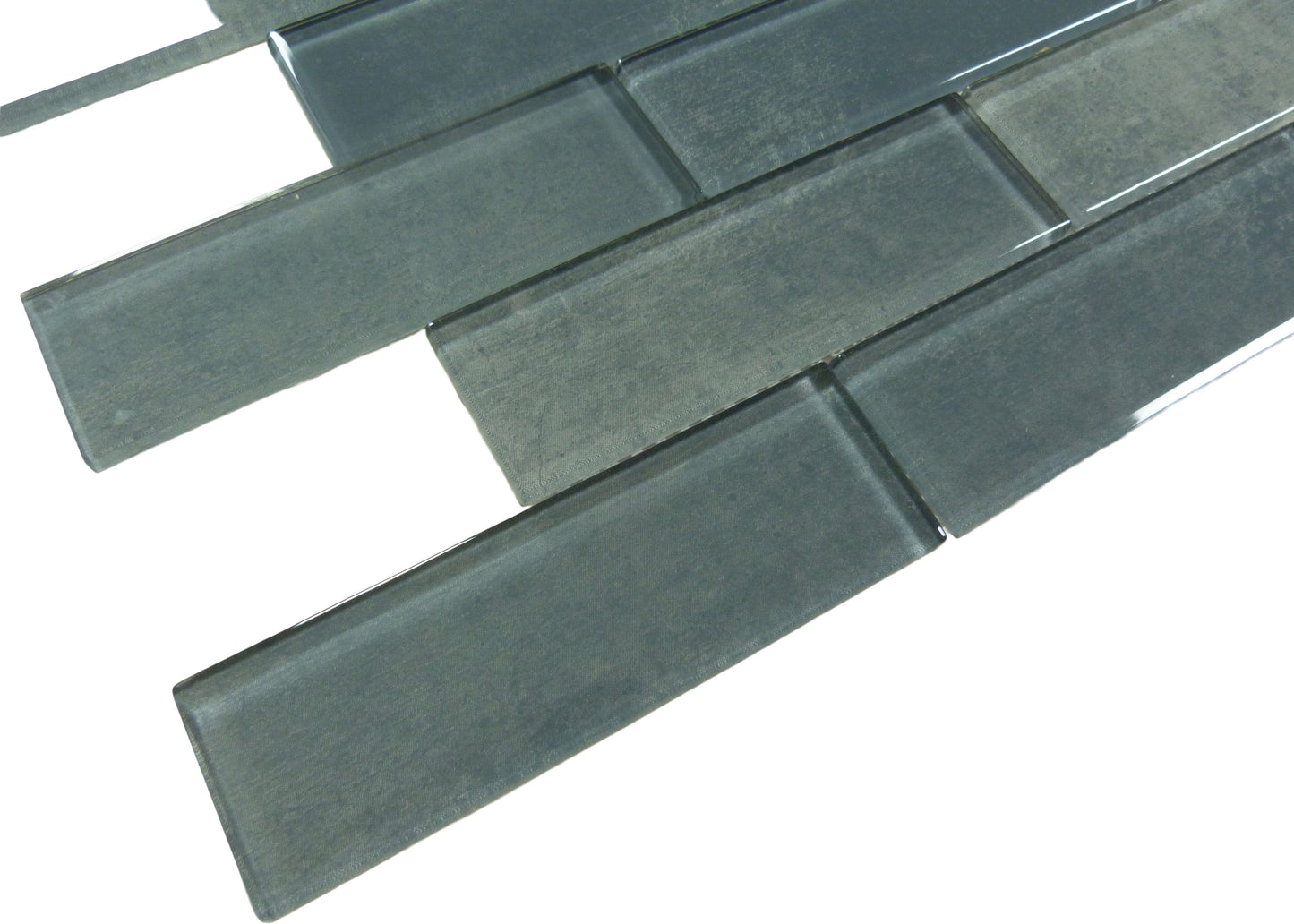 Subway Urban Dark Grey 2x6 Glossy Glass Tile Royal Tile & Stone