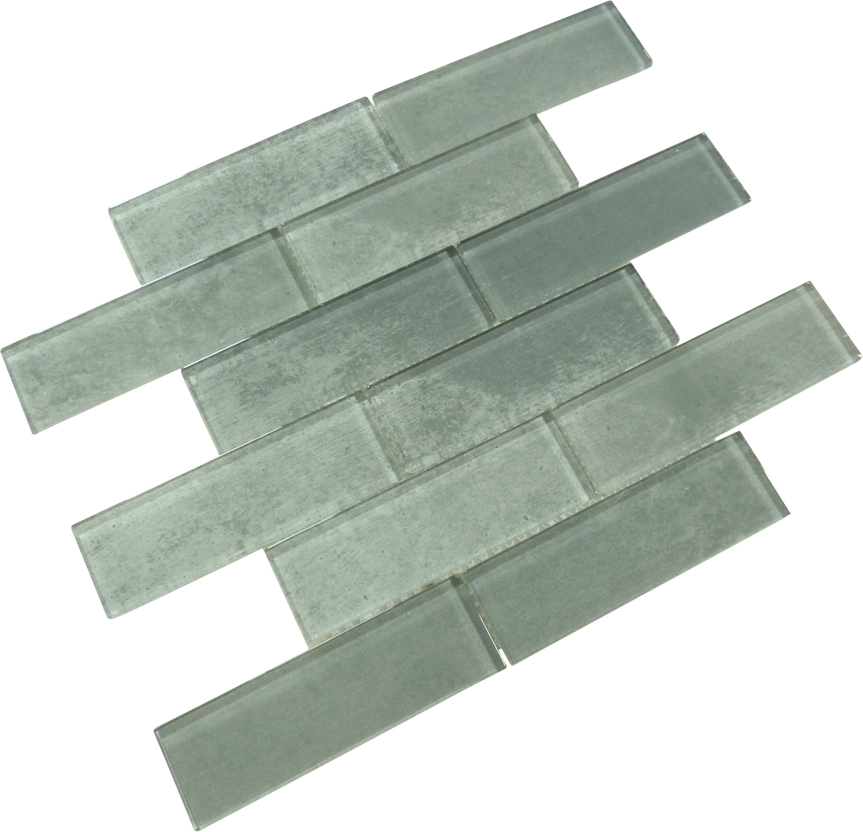 Subway Urban Light Grey 2x6 Glossy Glass Tile Royal Tile & Stone