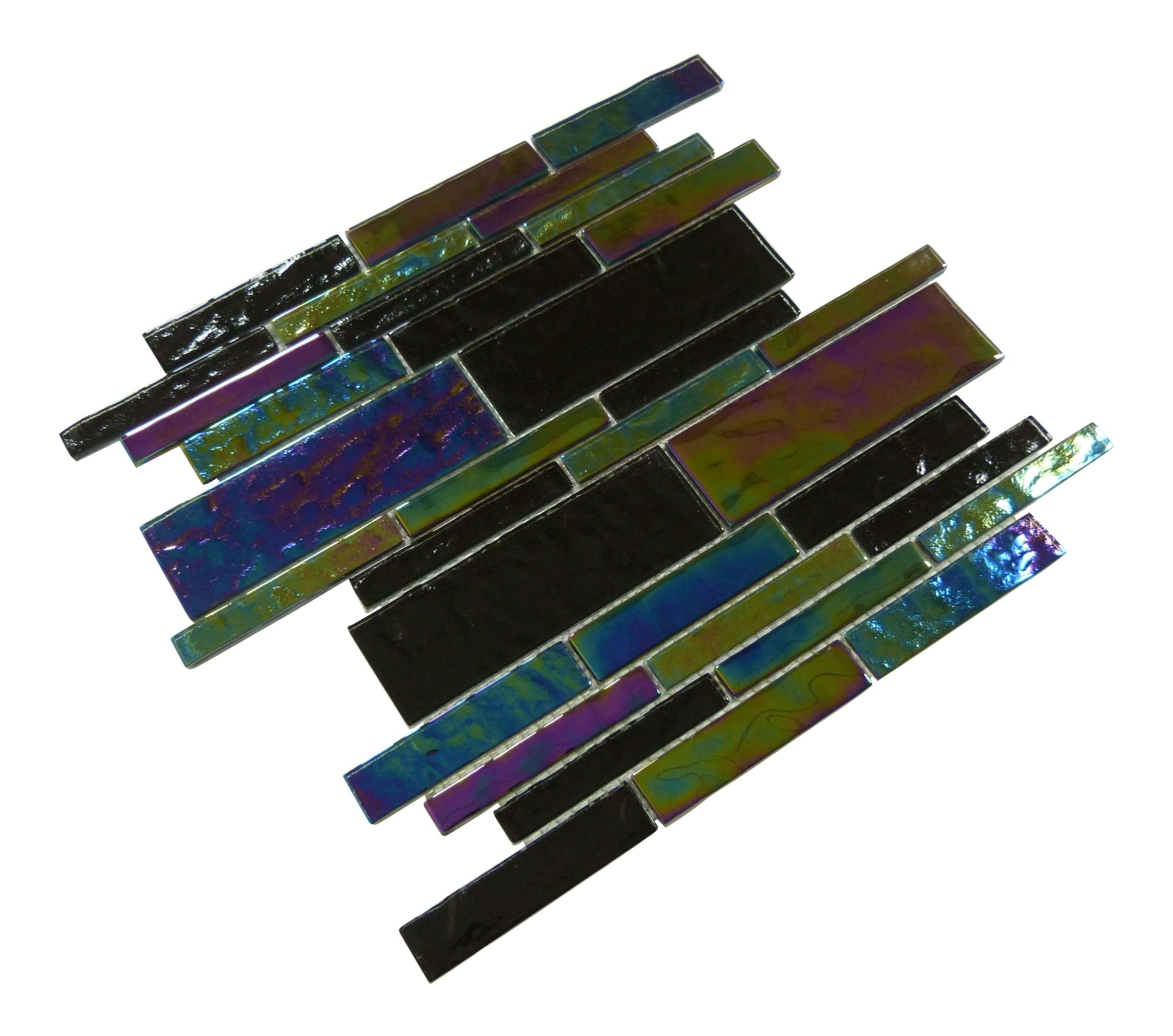 Treasure Blackstone Black Linear Glossy & Iridescent Glass Pool Tile Royal Tile & Stone