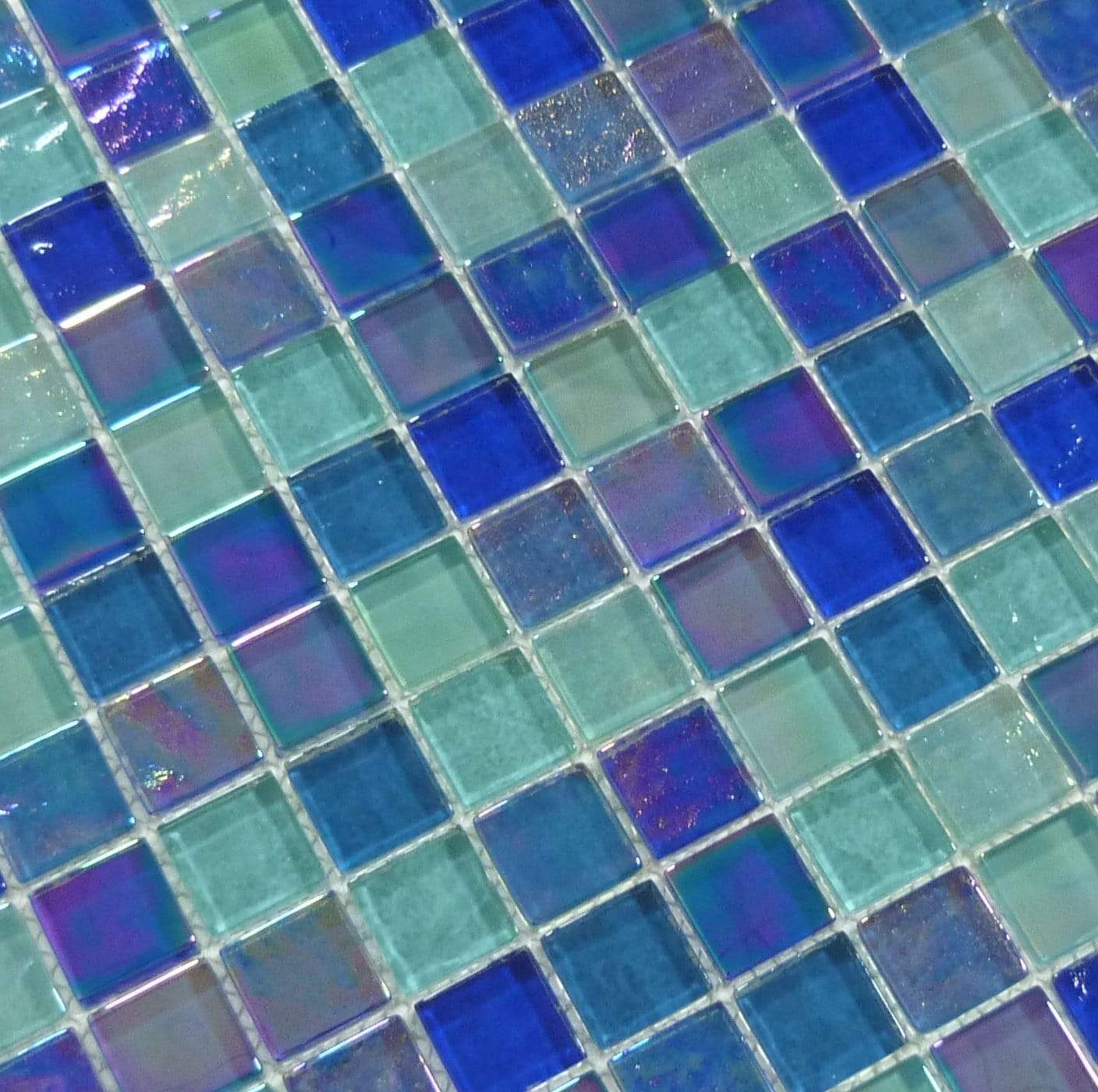 Treasure Blendstone Blue 1" x 1" Glossy & Iridescent Glass Pool Tile Royal Tile & Stone