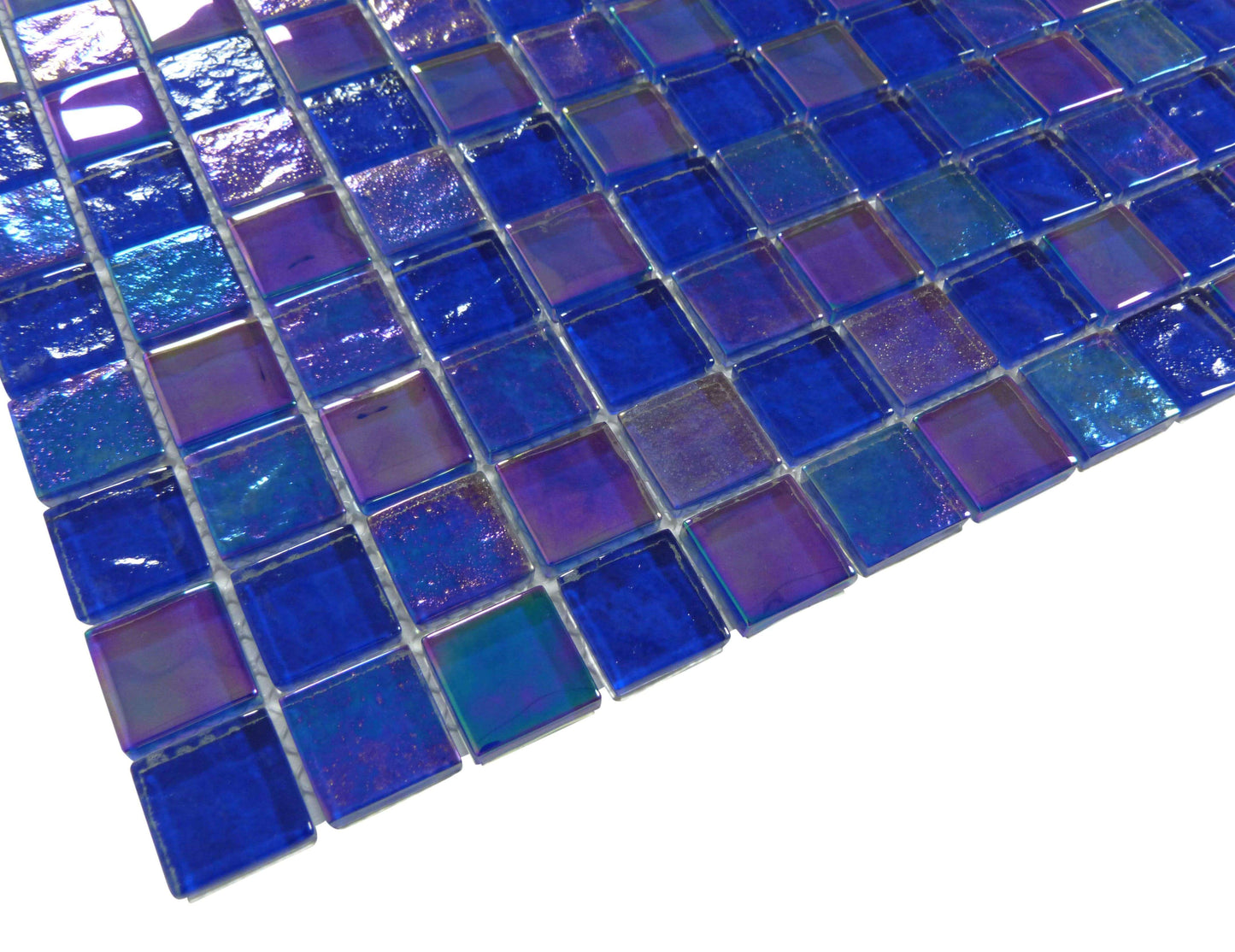 Treasure Cobaltstone Blue 1" x 1" Glossy & Iridescent Glass Pool Tile Royal Tile & Stone